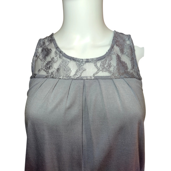 Express Womens Sleeveless Tunic Lace Blouse Gray Size Small - Picture 10 of 13